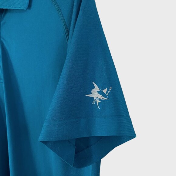 Lululemon Metal Vent Tech Polo Shirt Teal Men's Medium San Jose Sharks Logo - Picture 8 of 12